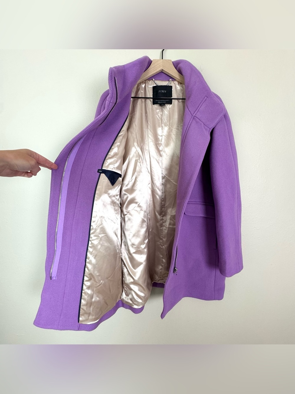 J. Crew Cocoon Coat Italian Stadium Cloth Wool Blend Wisteria Purple Size 14 - Picture 5 of 9